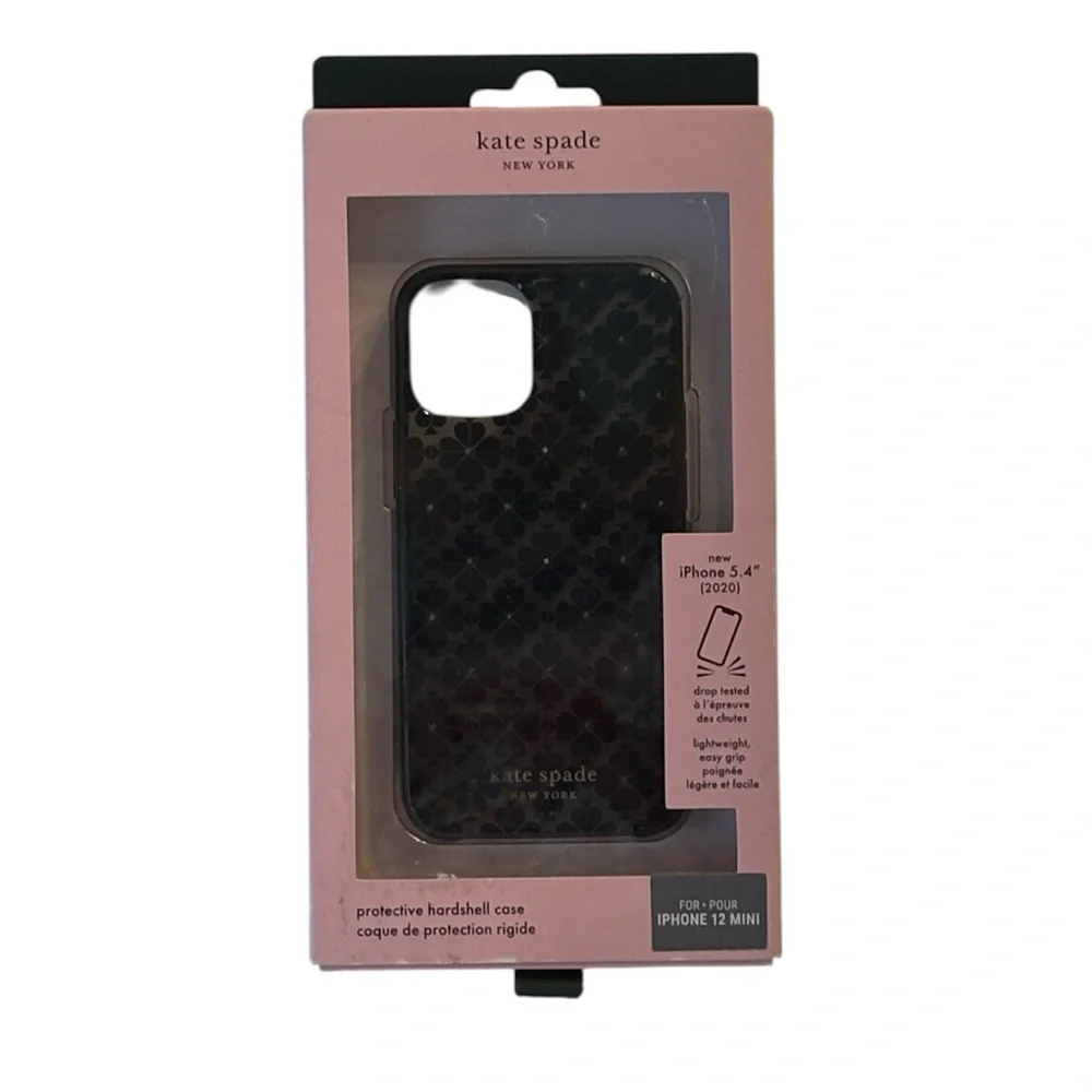 Kate Spade Apple iPhone 12 Mini Protective Hardshell Case in Black Spade